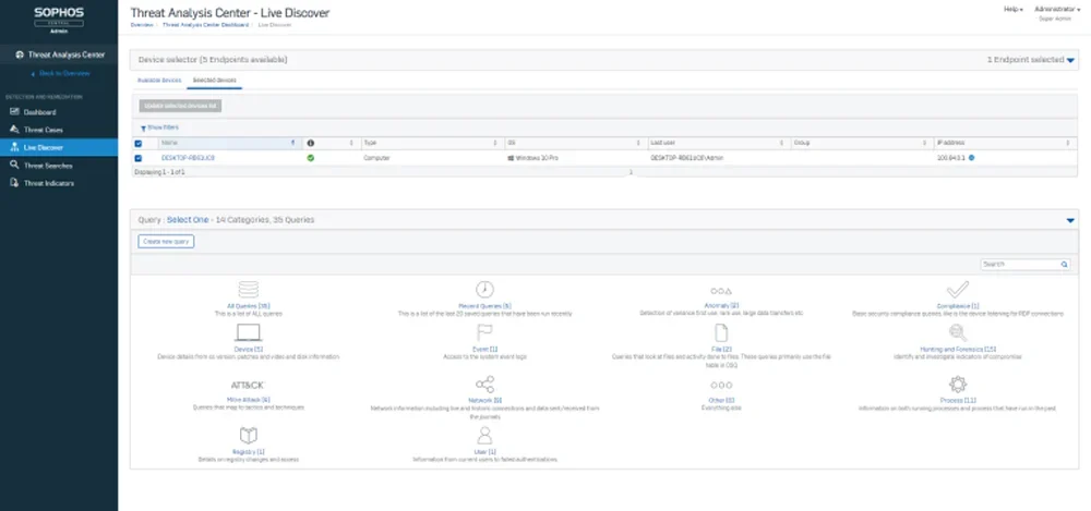 Sophos interface screenshot.