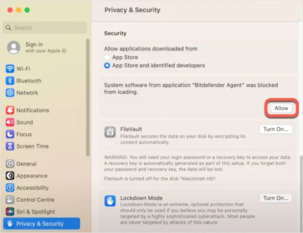 Bitdefender VPN Installation process screenshot.