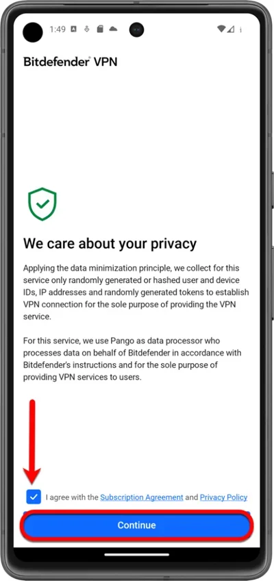 Bitdefender VPN Installation process screenshot.