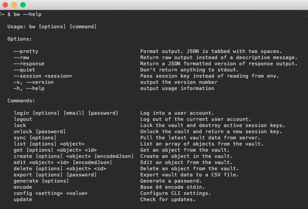 Illustration of Bitwarden command line interface.
