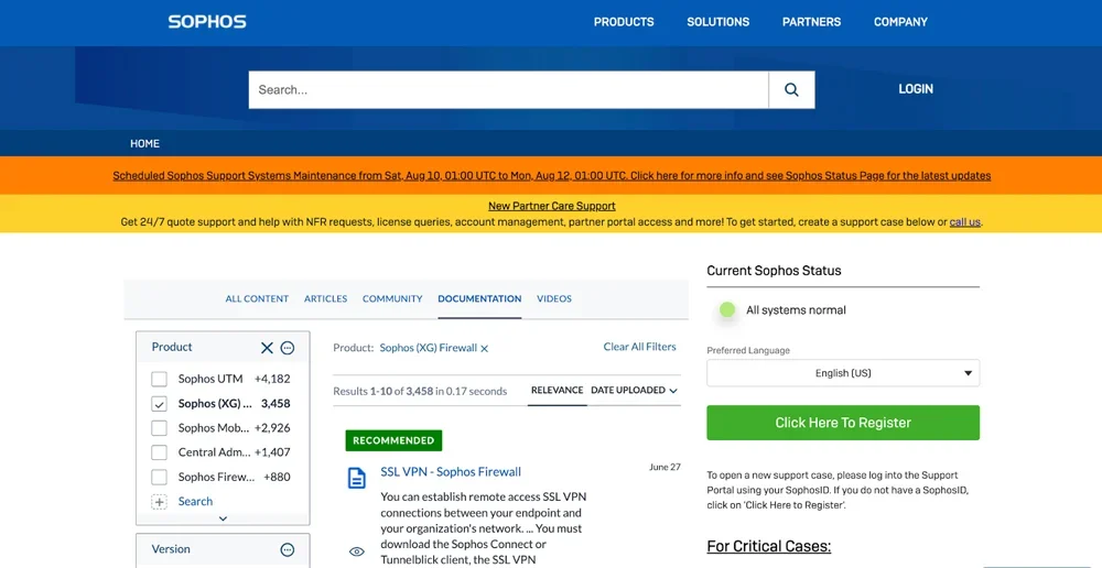 Sophos knowledge base.