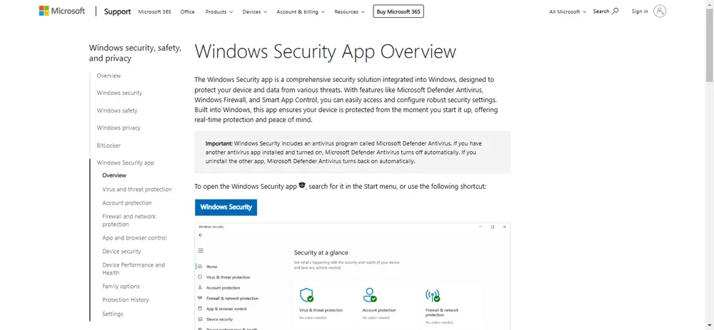 Windows Security App Overview.