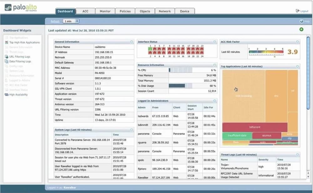 Palo Alto Networks interface.