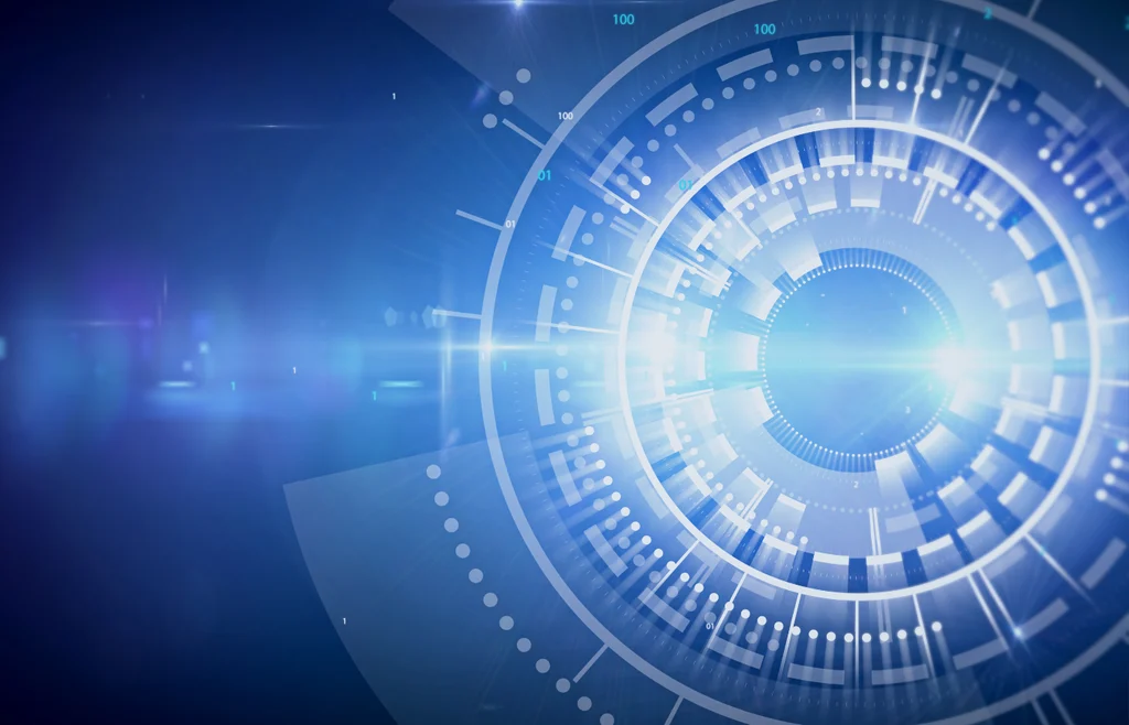 Futuristic Technology Background with Circular Pattern in Blue