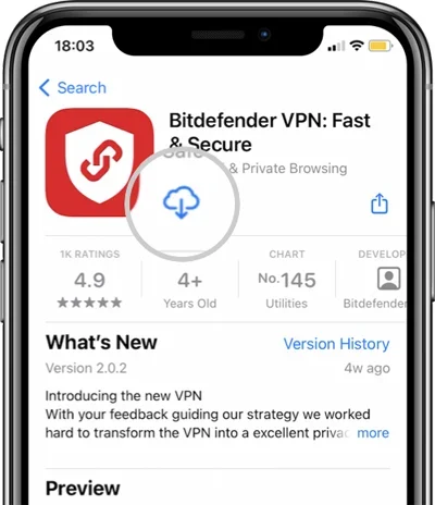 Bitdefender VPN Installation process screenshot.