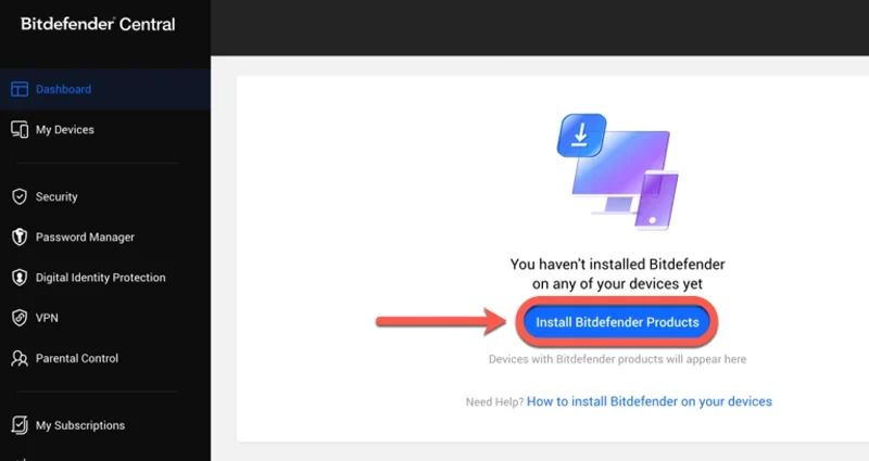 Bitdefender VPN Installation process screenshot.