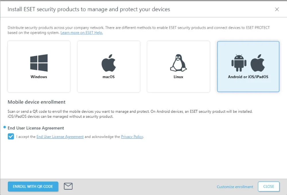 ESET's supported operating systems.