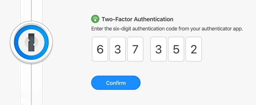 Using 2FA in one password.