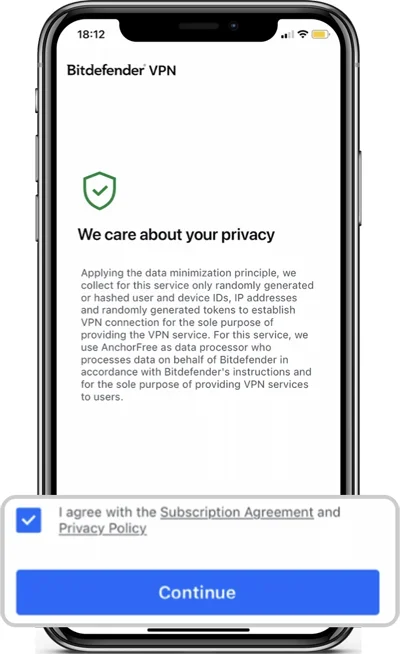 Bitdefender VPN Installation process screenshot.
