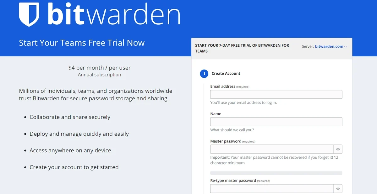 Bitwarden 7 Day Free Trial