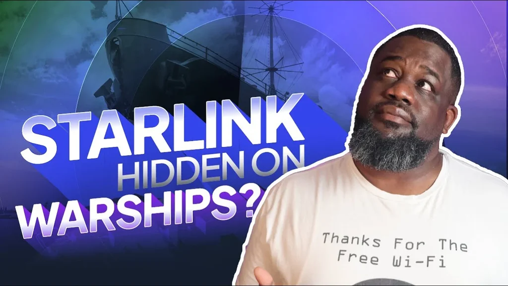 Thumbnail image from the "STARLINK Secretly Installed on Navy Warship!" YouTube video.